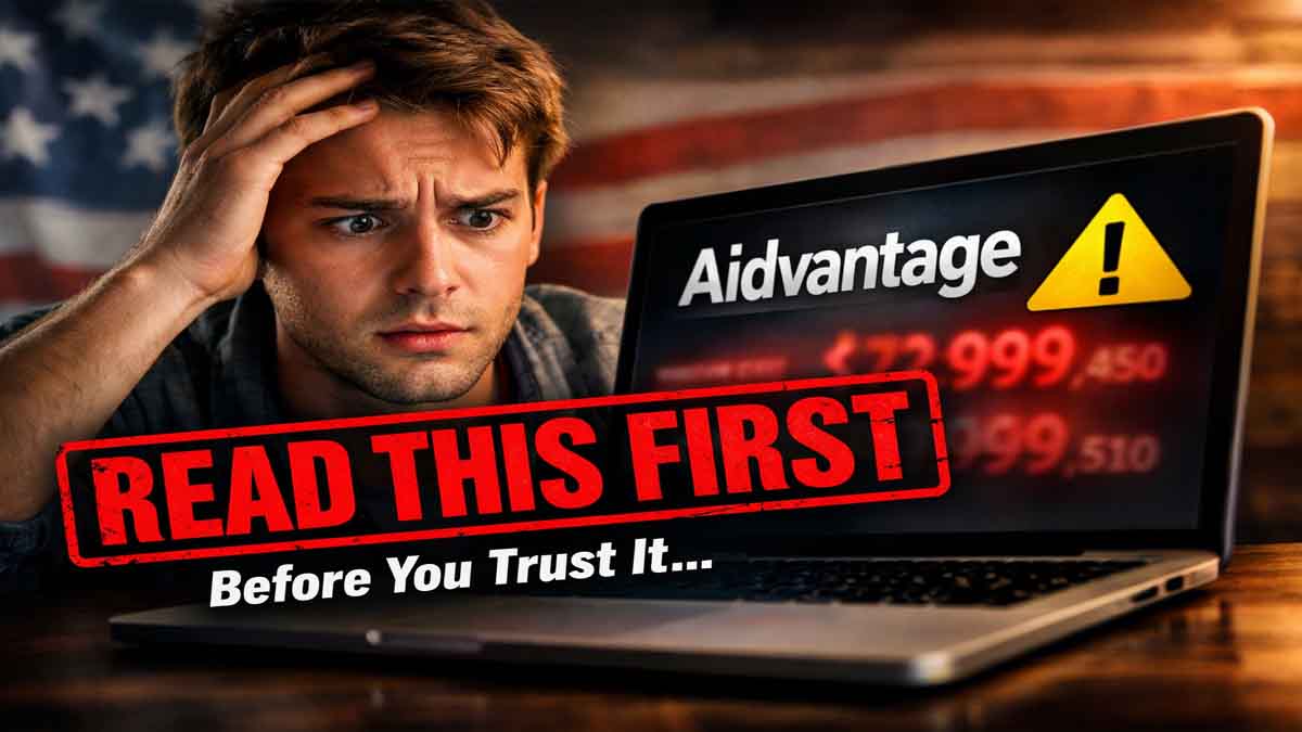 Aidvantage student loan documents and laptop