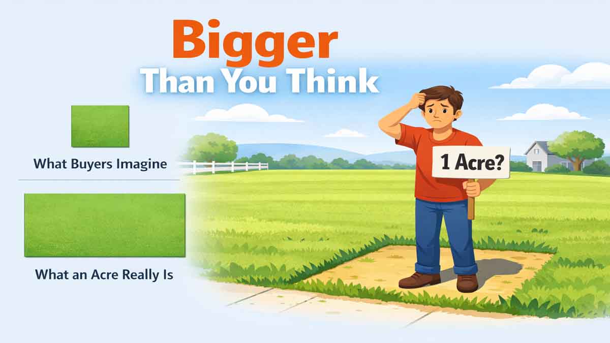 Visual representation of acre size with property comparison