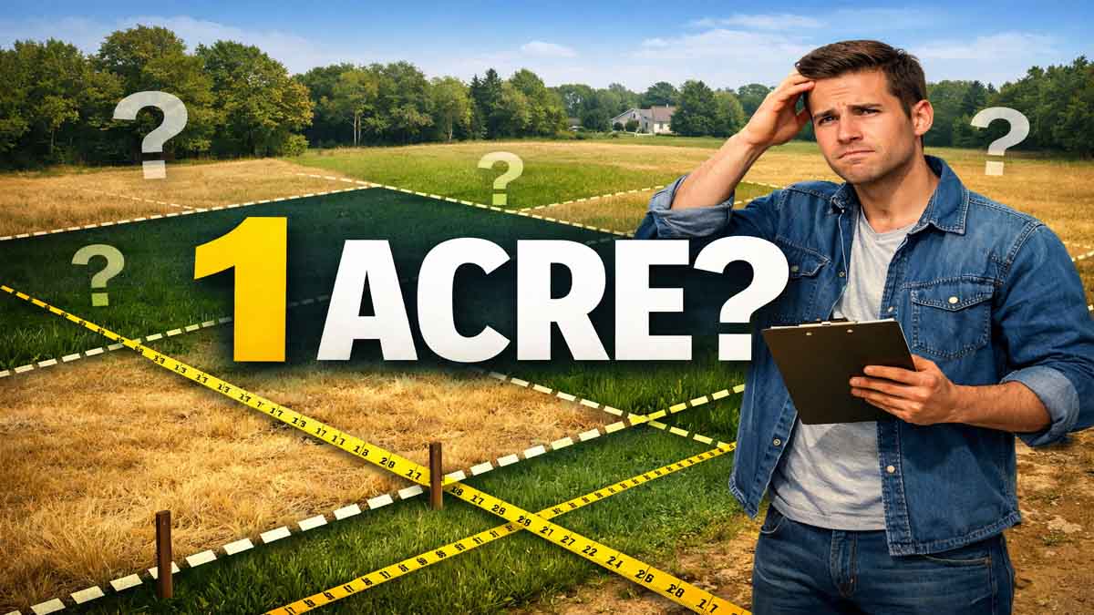 Visual comparison of one acre size vs common misconceptions